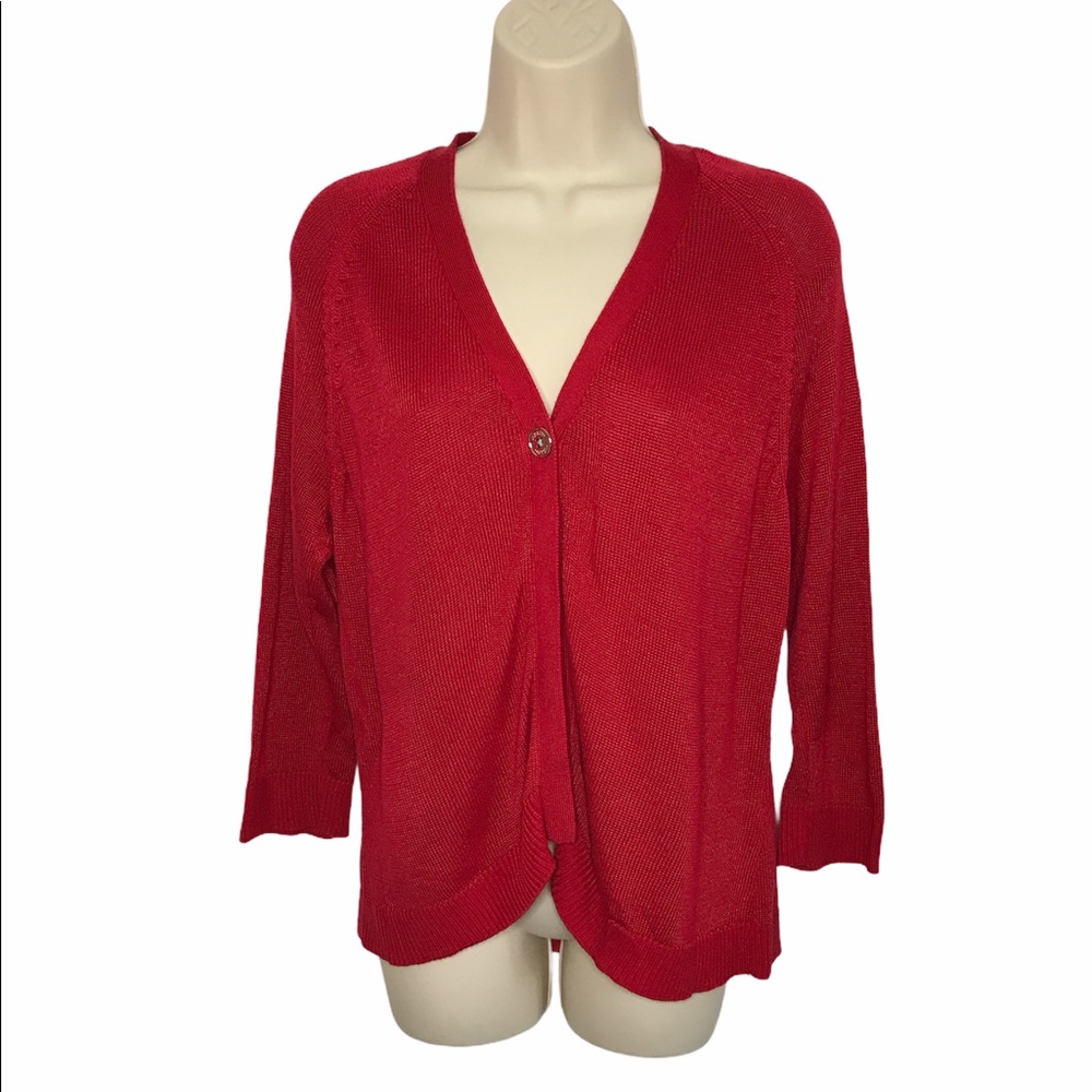 Chaps Ralph Lauren Large Red Cardigan Sweater - Picture 1 of 9